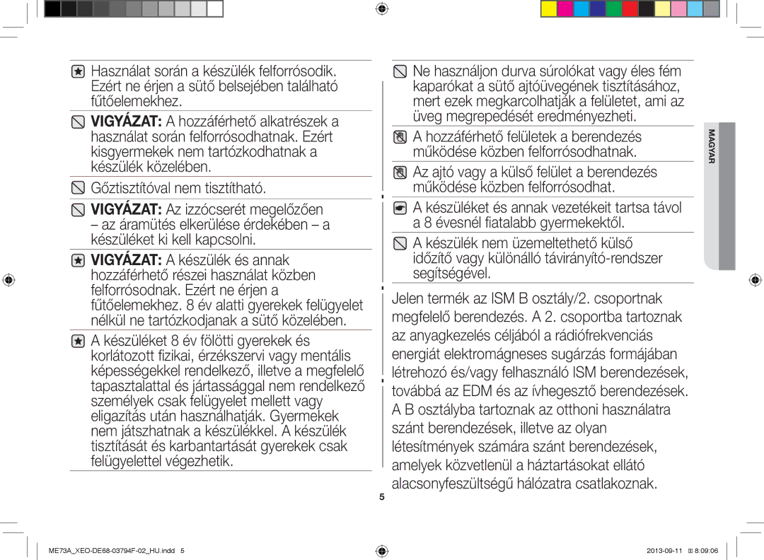 Samsung ME73A/XEO manual Magyar 