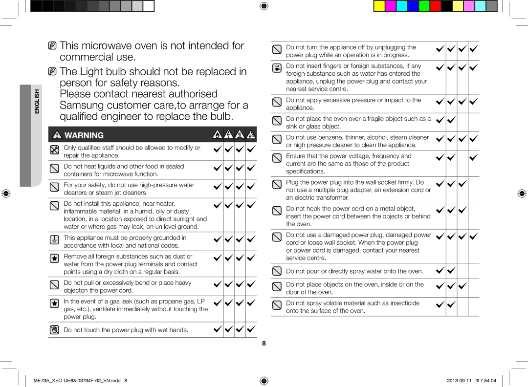 Samsung ME73A/XEO manual English 