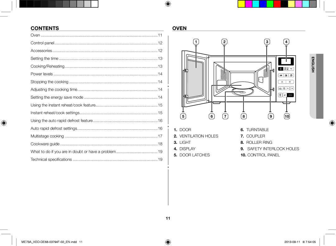 Samsung ME73A/XEO manual Contents, Oven 