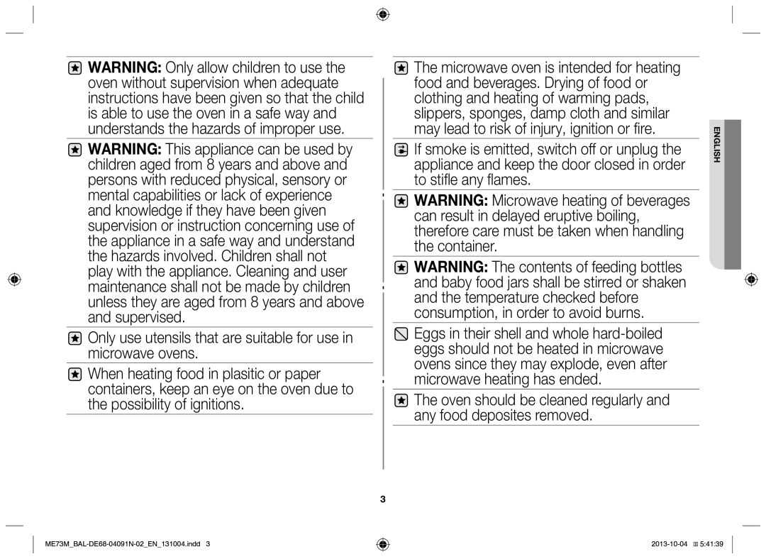 Samsung ME73M/BAL manual English 