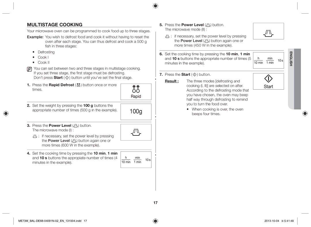 Samsung ME73M/BAL manual Multistage cooking 