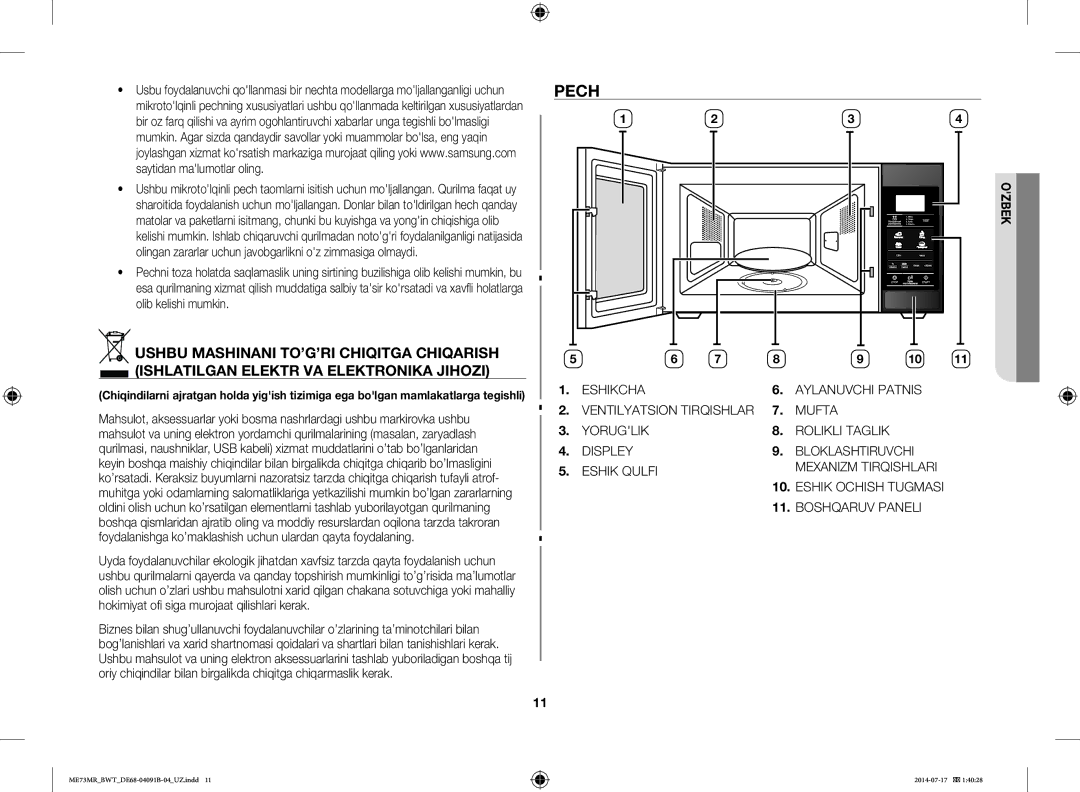 Samsung ME73MR/BWT, ME73MR-S/BWT manual Pech 