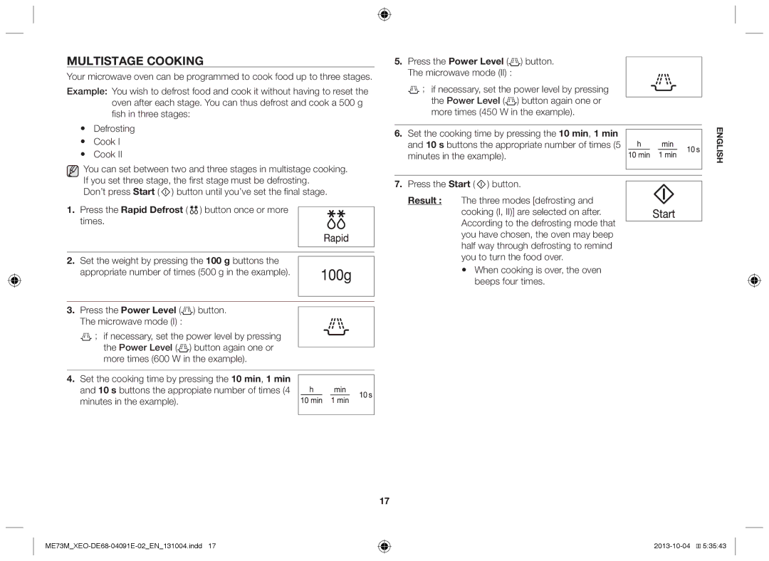 Samsung ME73M/XEO manual Multistage cooking 