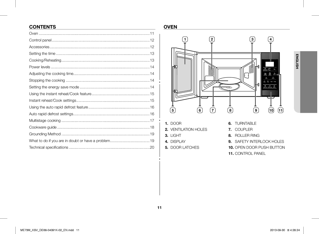 Samsung ME73M/XSV manual Contents, Oven, Accessories 