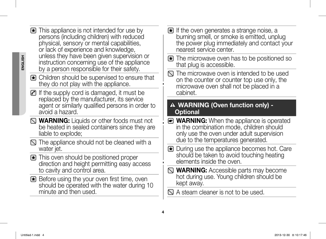 Samsung ME76V-BB/BOL, ME76V-BB/ELE, ME76V-BB/XEO manual English 