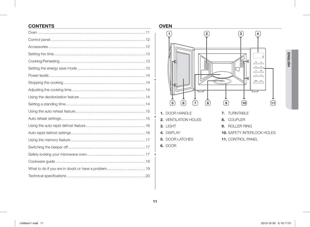 Samsung ME76V-BB/ELE, ME76V-BB/BOL, ME76V-BB/XEO manual Contents, Oven 