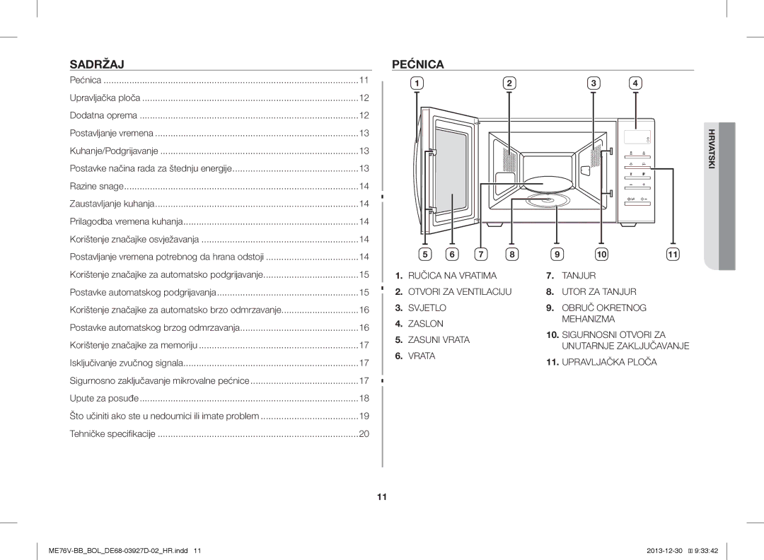 Samsung ME76V-BB/ELE, ME76V-BB/BOL, ME76V-BB/XEO manual Sadržaj, Pećnica 