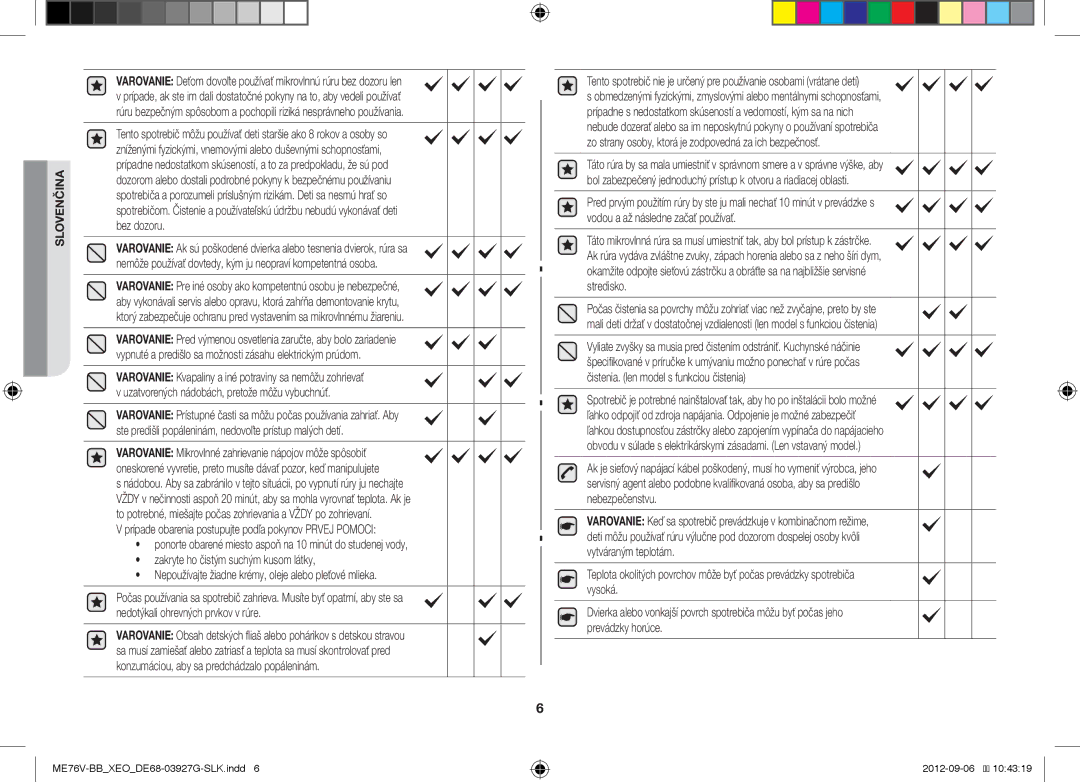 Samsung ME76V-BB/ELE, ME76V-BB/XEO manual Slovenčina 