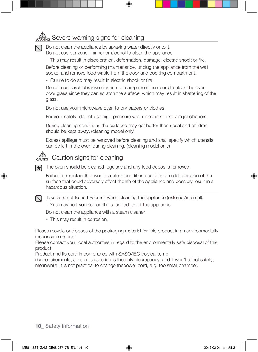 Samsung ME8113ST/ZAM manual Safety information 