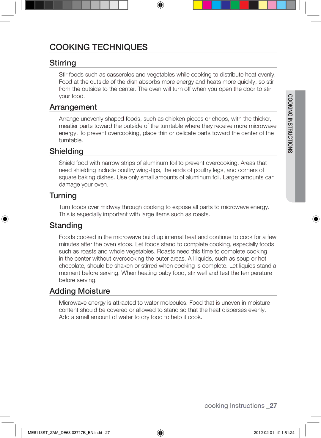 Samsung ME8113ST/ZAM manual Cooking Techniques 