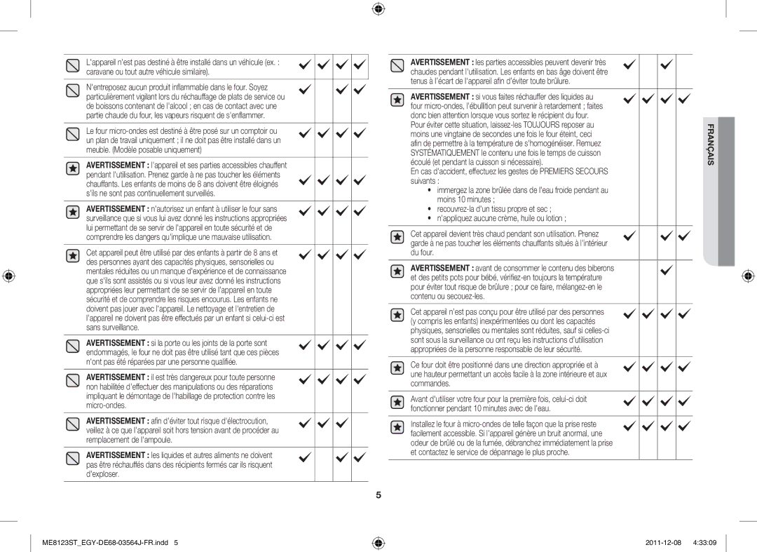 Samsung ME8123ST/ATH manual Français 