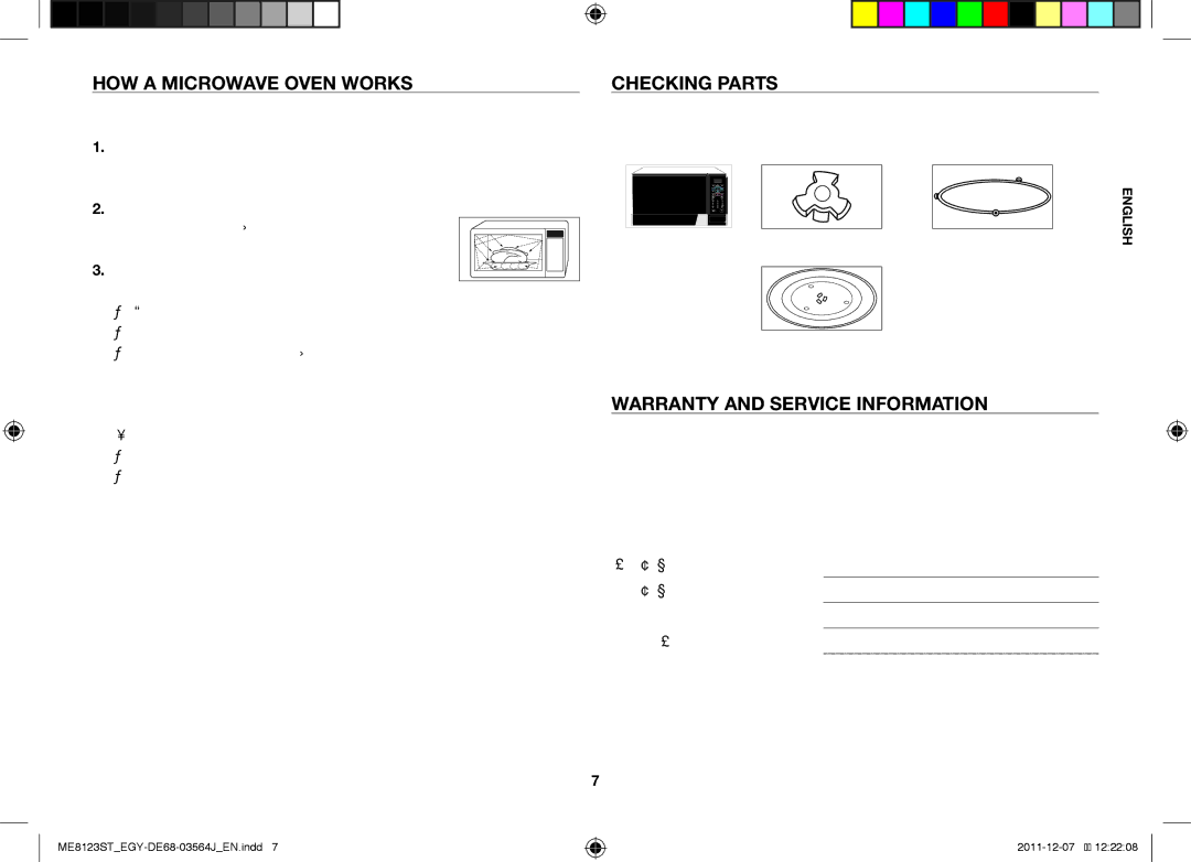 Samsung ME8123ST/ATH manual HOW a Microwave Oven Works, Checking Parts, Warranty and Service Information 