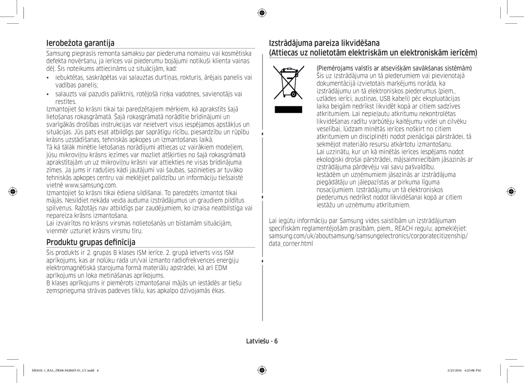 Samsung ME81K-1/BAL manual Ierobežota garantija, Produktu grupas definīcija 