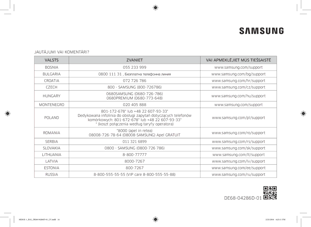 Samsung ME81K-1/BAL manual DE68-04286D-01 