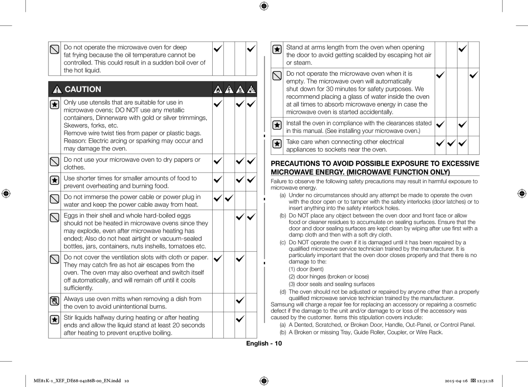 Samsung ME81KB-1/XEF, ME81K-1/XEF manual English 