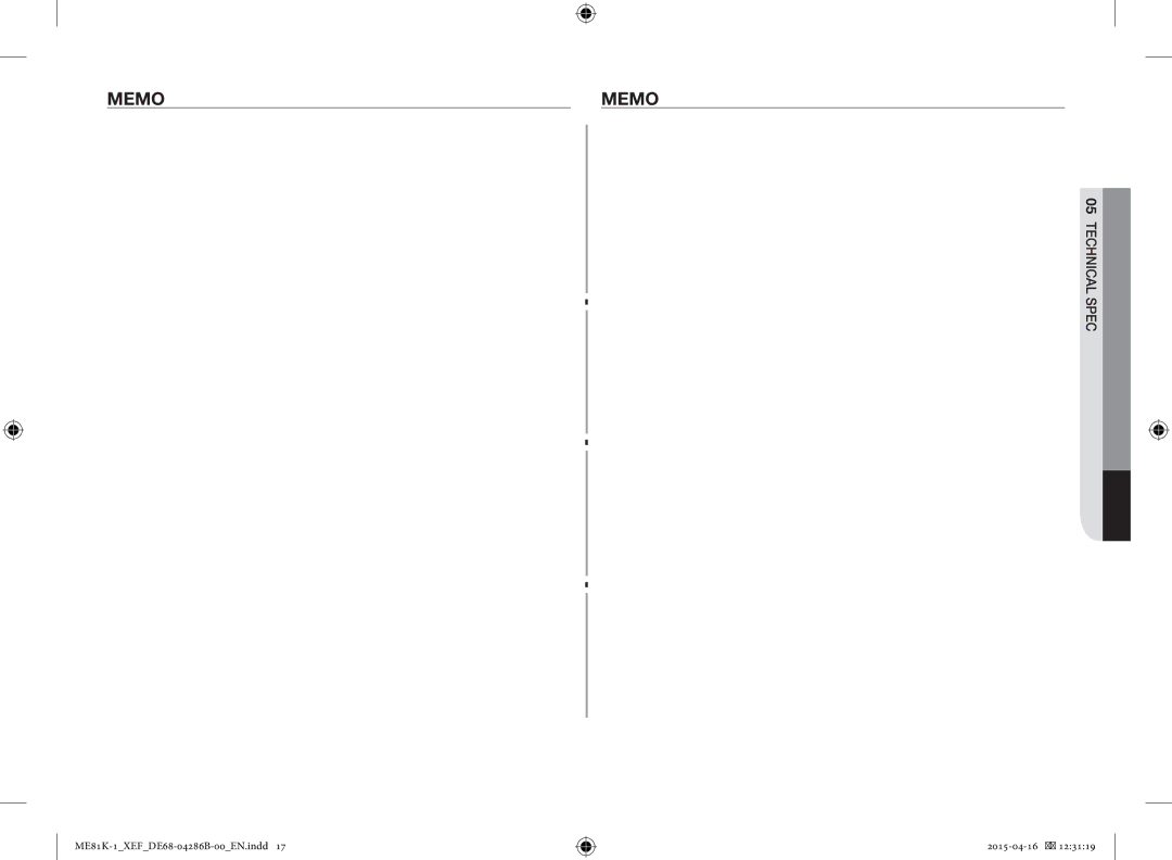 Samsung ME81K-1/XEF, ME81KB-1/XEF manual Memo 