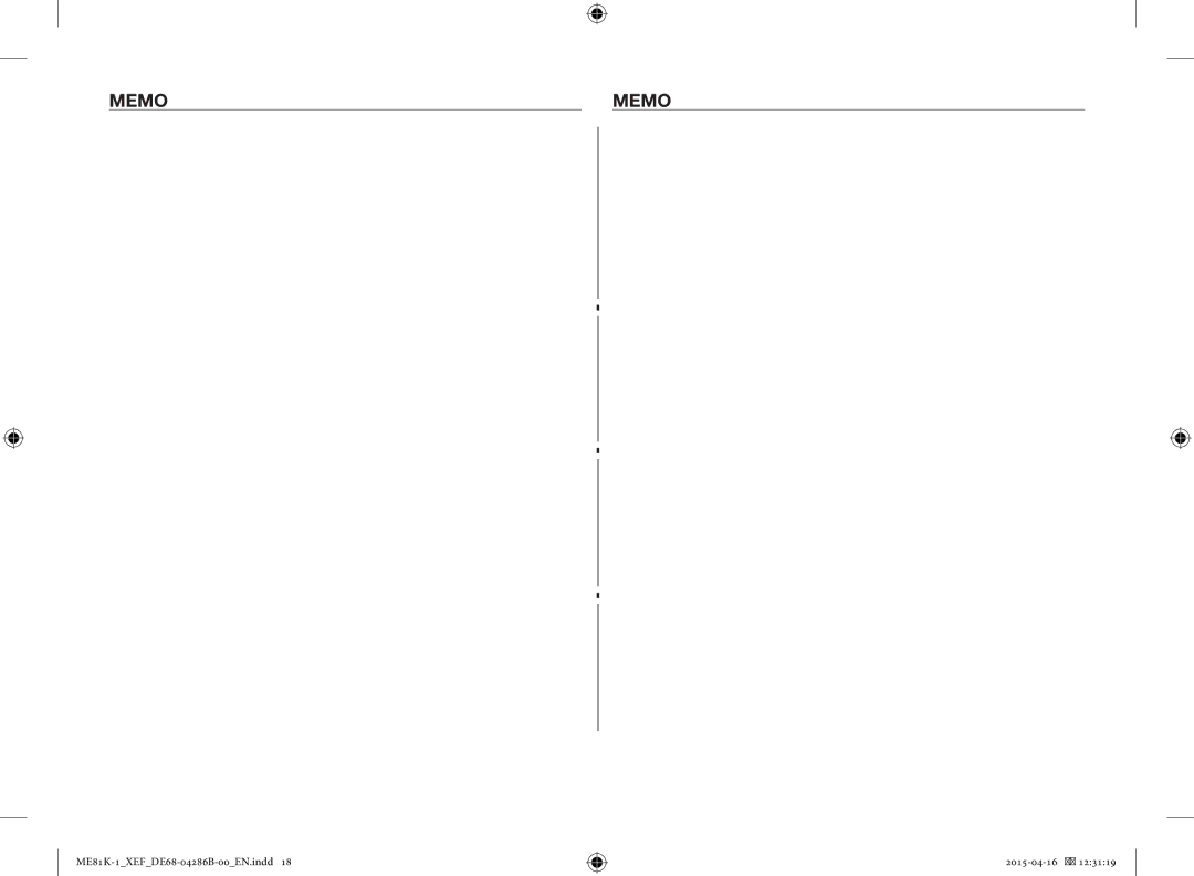 Samsung ME81KB-1/XEF, ME81K-1/XEF manual Memo 