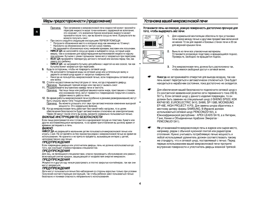 Samsung ME81WR/BWT manual Mâ˚ Ôâ‰Óòúóóêìóòúë Ôó‰Óîêâìëâ, Ìòú‡Ìó‚Í‡ ‚‡¯Âè Ïëíó‚Óîìó‚Óè Ôâ˜Ë, ÇÄÜçé, ÈPEÑìèPEÜÑEHàü 