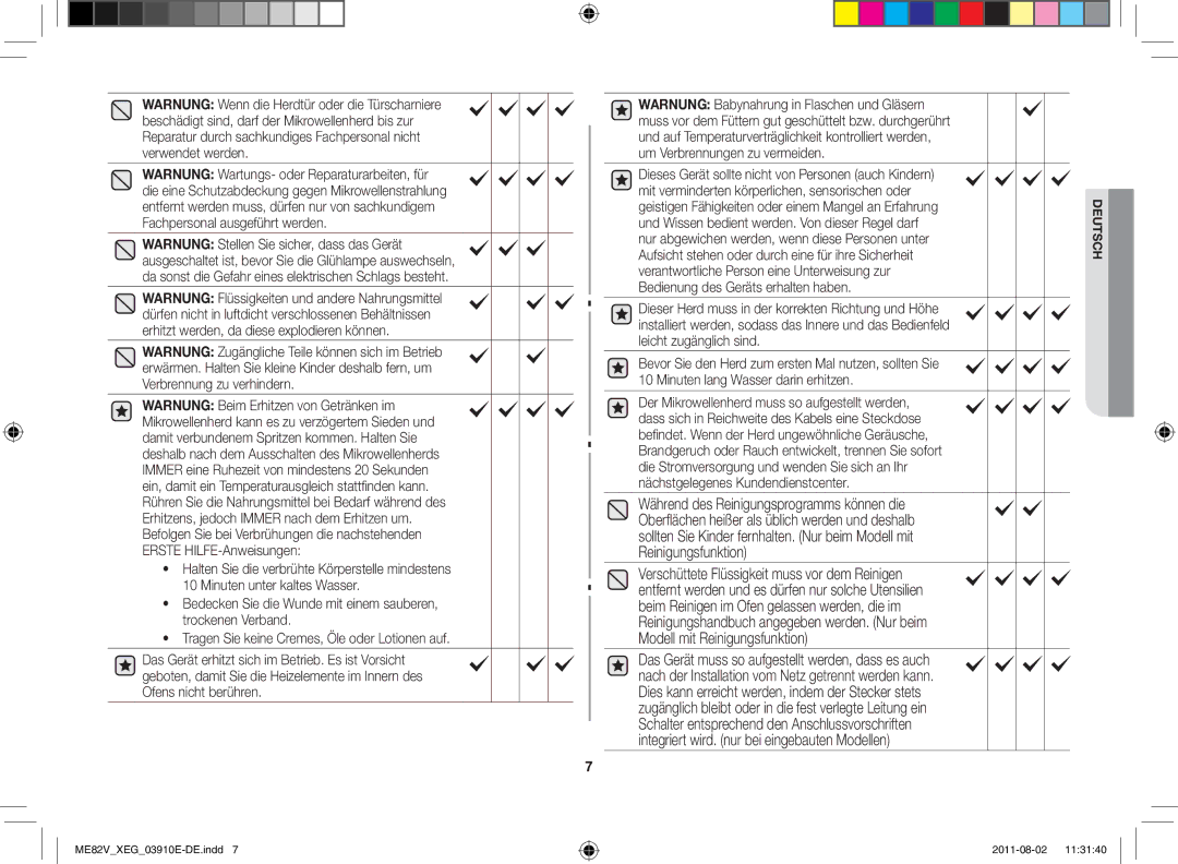 Samsung ME82V-WW/XEN, ME82V-SS/XEG, ME82V-WW/XEG, ME82V-B/XEG manual ME82VXEG03910E-DE.indd 