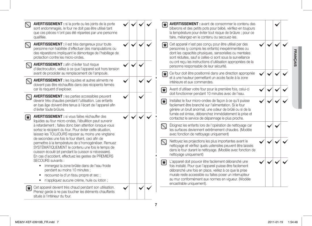 Samsung ME82V-SX/XEF manual Français 