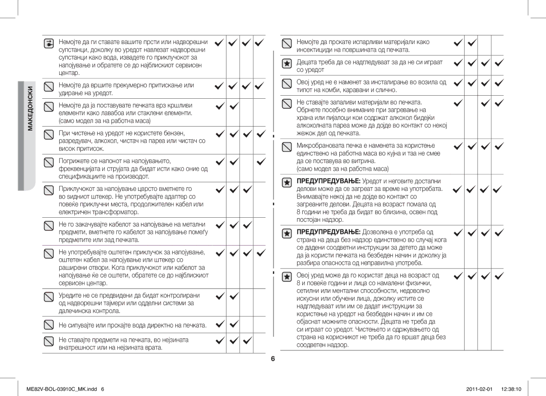 Samsung ME82V-WW/BOL manual Децата треба да се надгледуваат за да не си играат со уредот, Само модел за на работна маса 