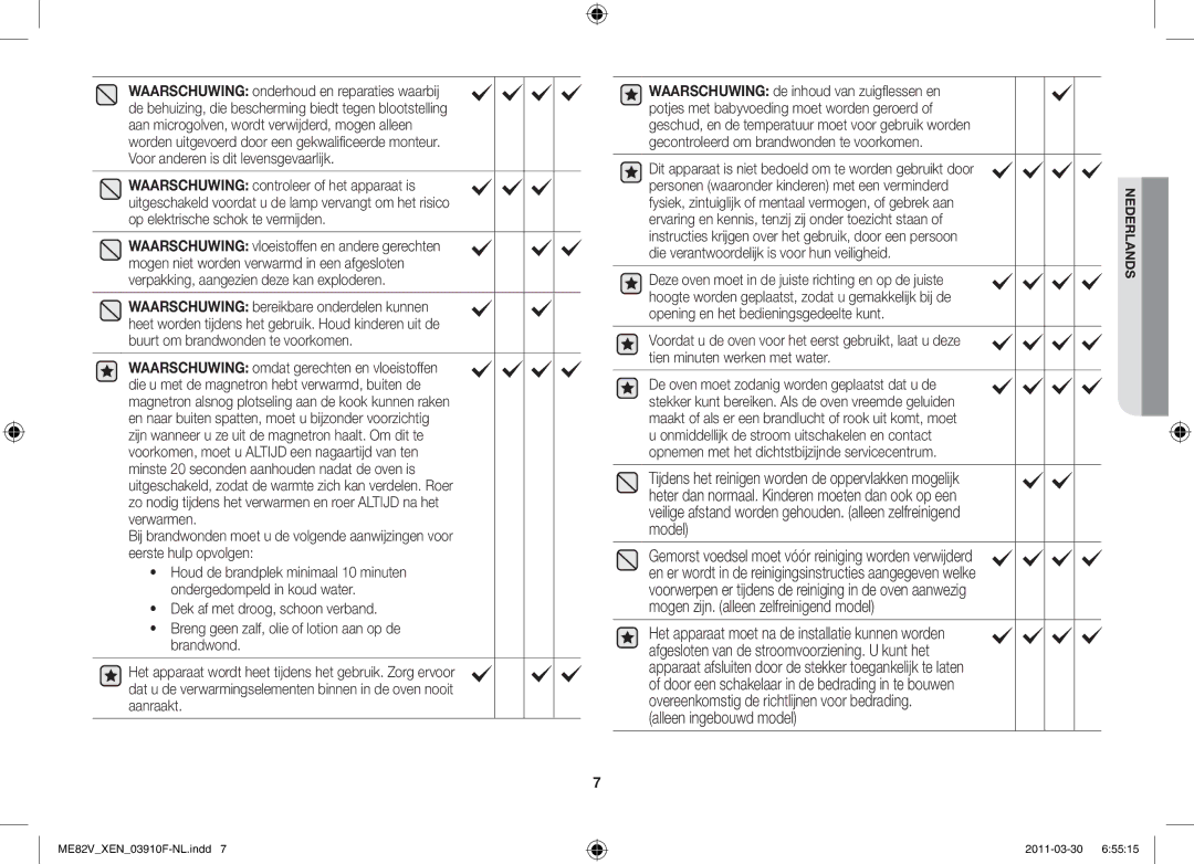 Samsung ME82V-WW/XEN manual Alleen ingebouwd model 