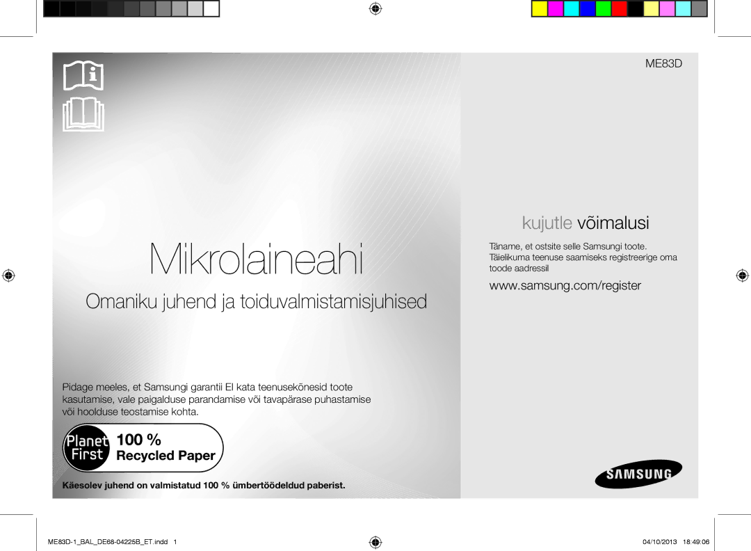 Samsung ME83D-1/BAL manual Mikrolaineahi 