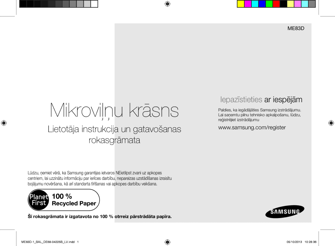 Samsung ME83D-1/BAL manual Mikroviļņu krāsns 