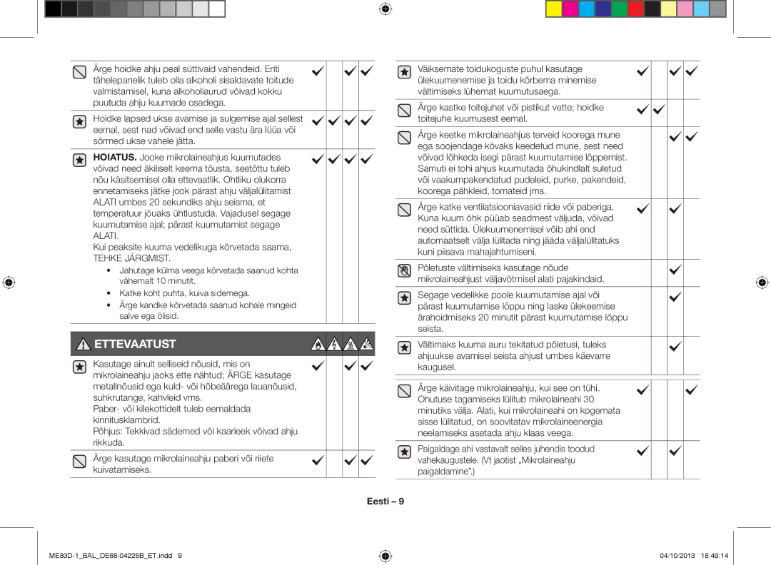 Samsung ME83D-1/BAL manual Kui peaksite kuuma vedelikuga kõrvetada saama, Tehke Järgmist 