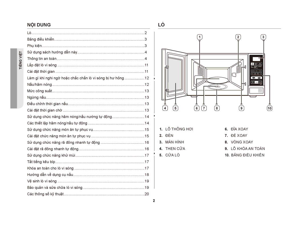 Samsung ME83DST/XSV manual Nội dung 