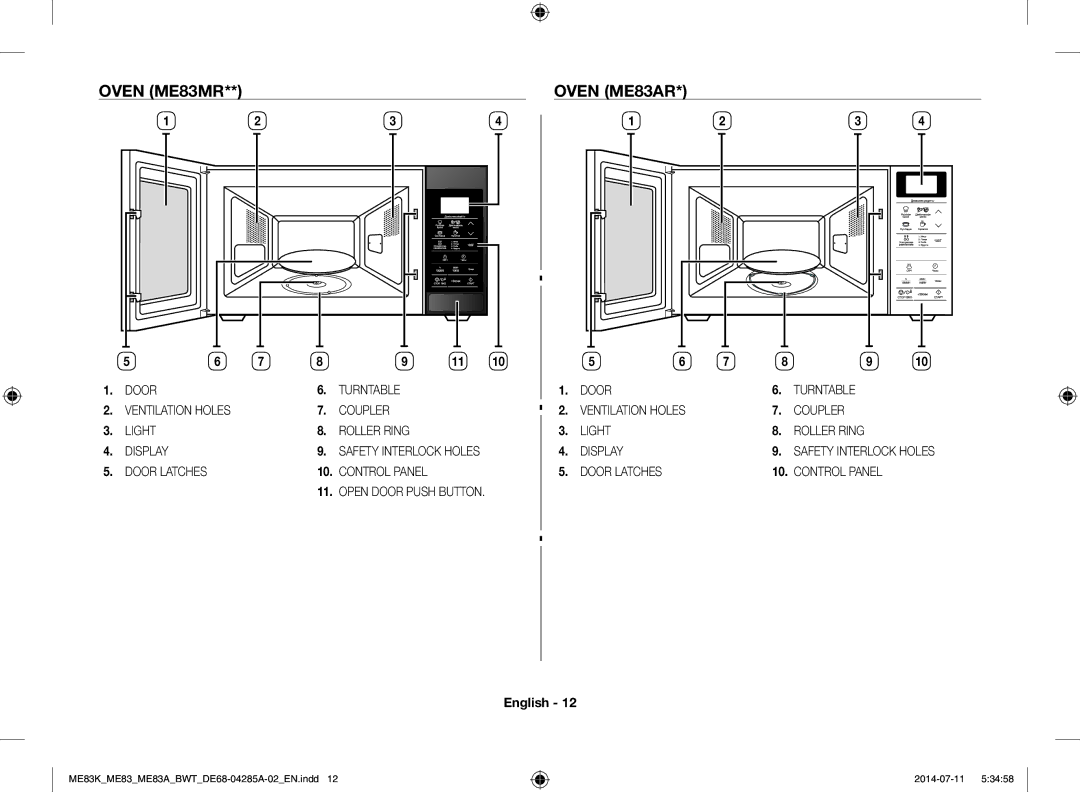 Samsung ME83KRW-2X/BW, ME83KRW-1/BW, ME83KRS-3/BW, ME83MRTS/BW, ME83KRS-1/BW, ME83KRW-2/BW, ME83ARW/BW Oven ME83MR Oven ME83AR 