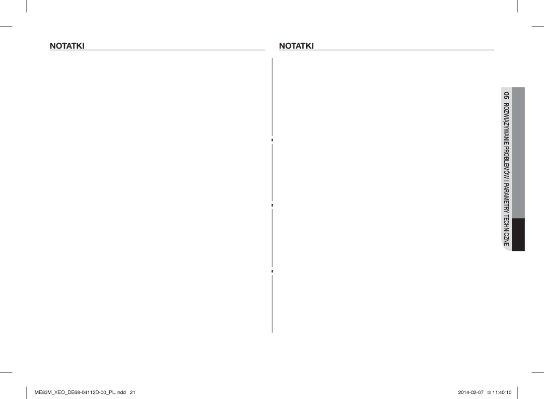 Samsung ME83M/XEO manual Notatki 