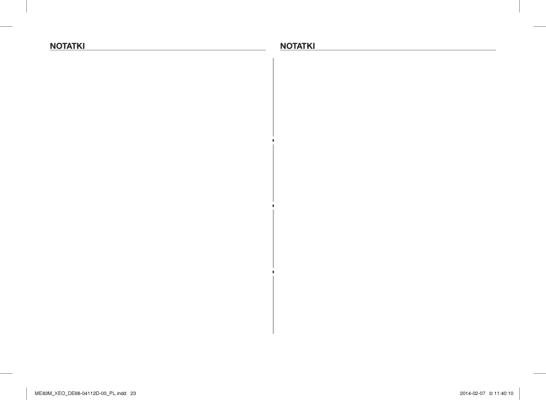 Samsung ME83M/XEO manual Notatki 