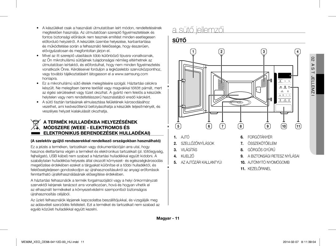 Samsung ME83M/XEO manual Sütő jellemzői 