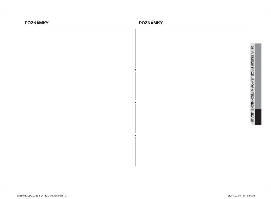 Samsung ME83M/XEO manual Poznámky 