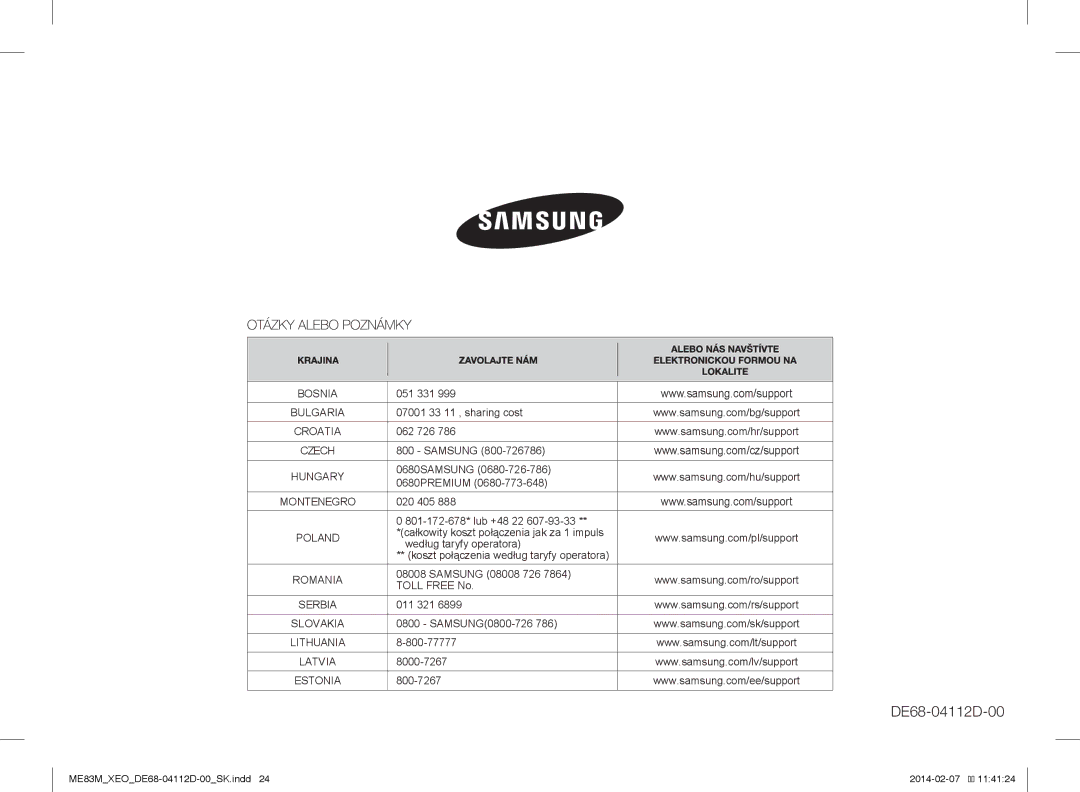 Samsung ME83M/XEO manual DE68-04112D-00 