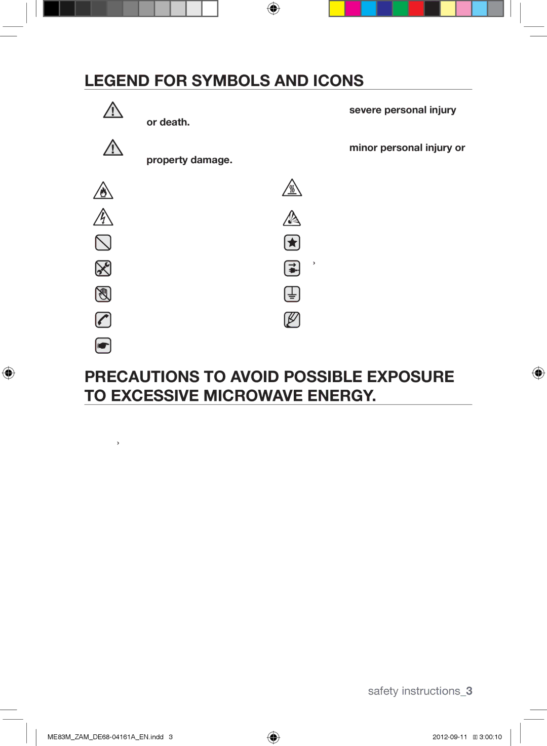 Samsung ME83M/ZAM manual Safety instructions3 