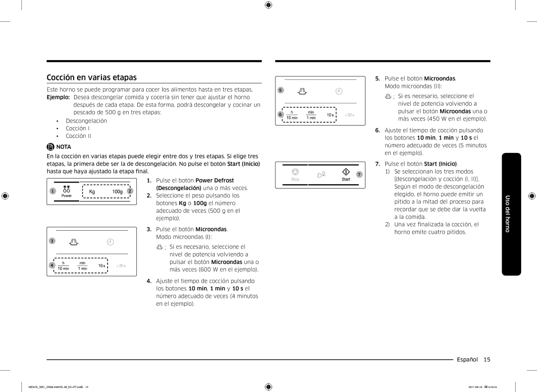 Samsung ME83X/XEC manual Cocción en varias etapas, Del 