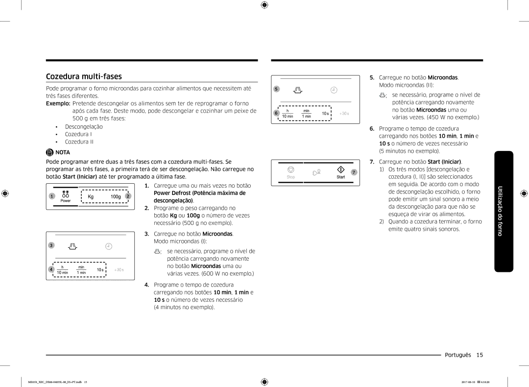 Samsung ME83X/XEC manual Cozedura multi-fases 