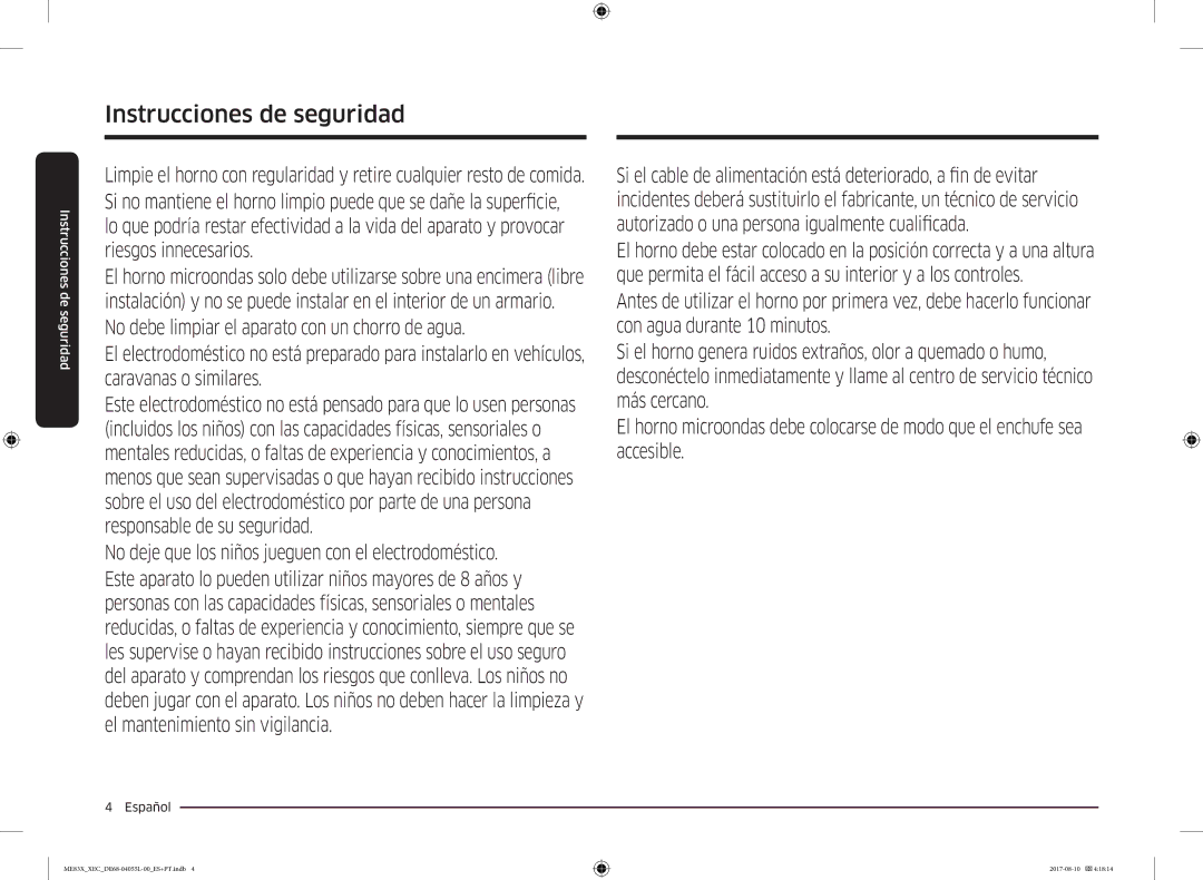 Samsung ME83X/XEC manual Instrucciones de seguridad 