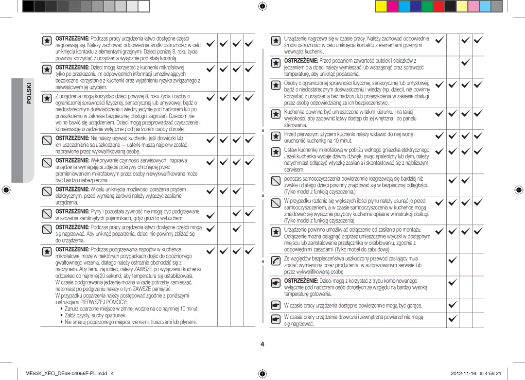 Samsung ME83X/XEG, ME83X/XEO manual ME83XXEODE68-04055F-PL.indd 2012-11-16 