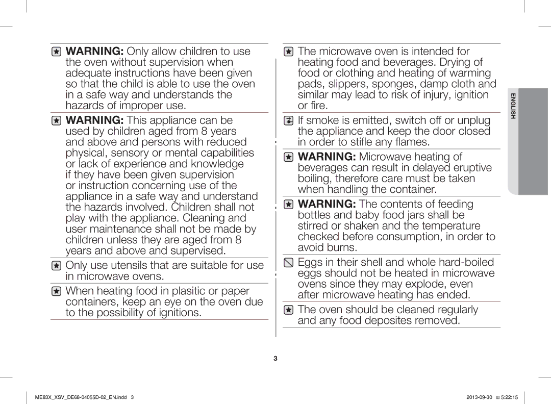 Samsung ME83X/XSV manual English 