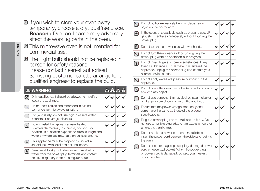 Samsung ME83X/XSV manual English 