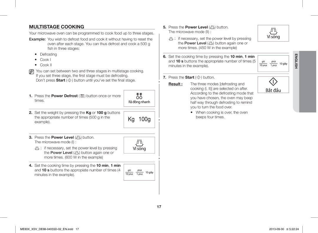 Samsung ME83X/XSV manual Multistage Cooking 