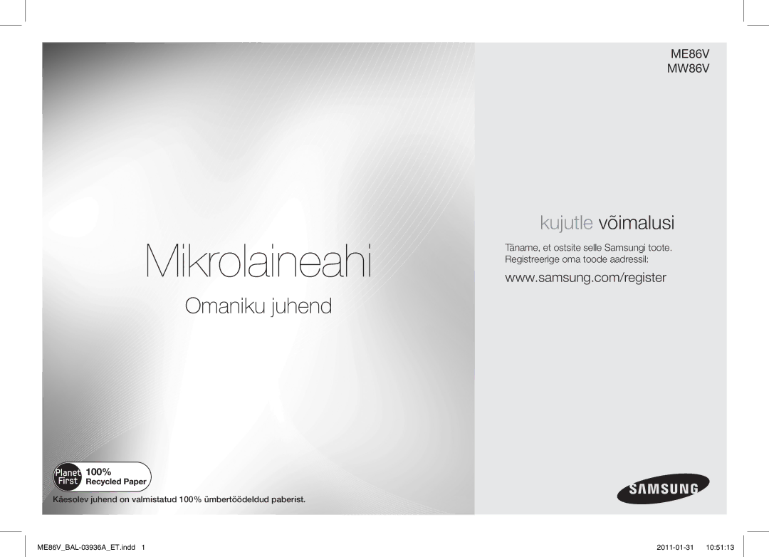 Samsung ME86V-BB/BAL manual Mikrolaineahi 