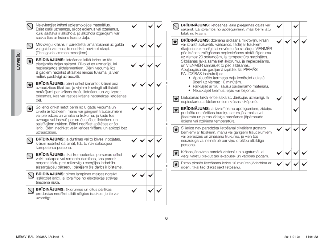 Samsung ME86V-BB/BAL manual Tikai galda virsmas modeļiem 