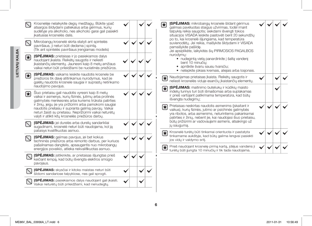 Samsung ME86V-BB/BAL manual Tik ant spintelės paviršiaus įrengiamas modelis 