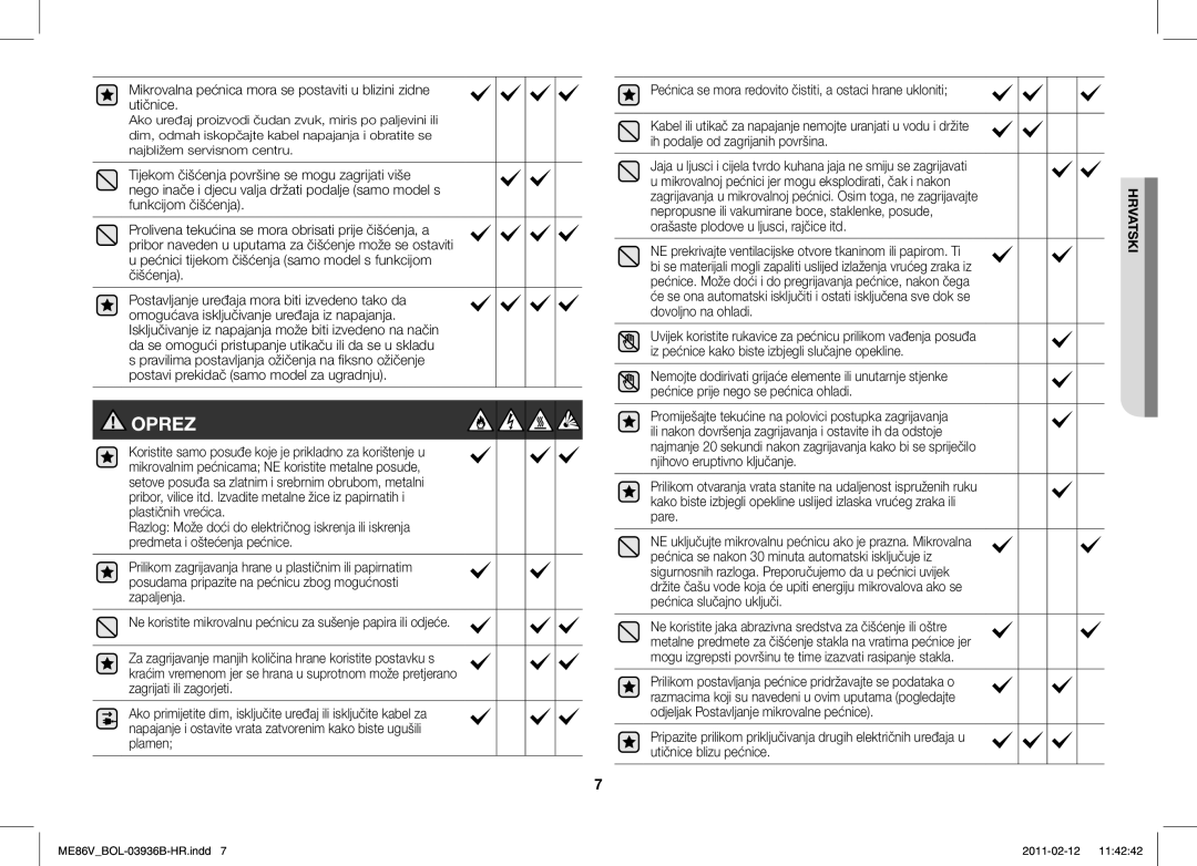 Samsung ME86V-SS/SLI, ME86V-BB/BOL, ME86V-SS/BOL, ME86V-SS/XEO manual Oprez 