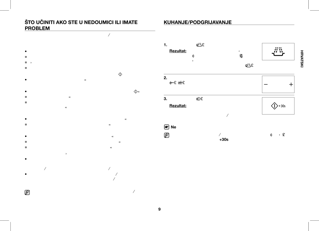 Samsung ME86V-SS/BOL, ME86V-BB/BOL, ME86V-SS/XEO ŠTO Učiniti AKO STE U Nedoumici ILI Imate Problem, Kuhanje/Podgrijavanje 