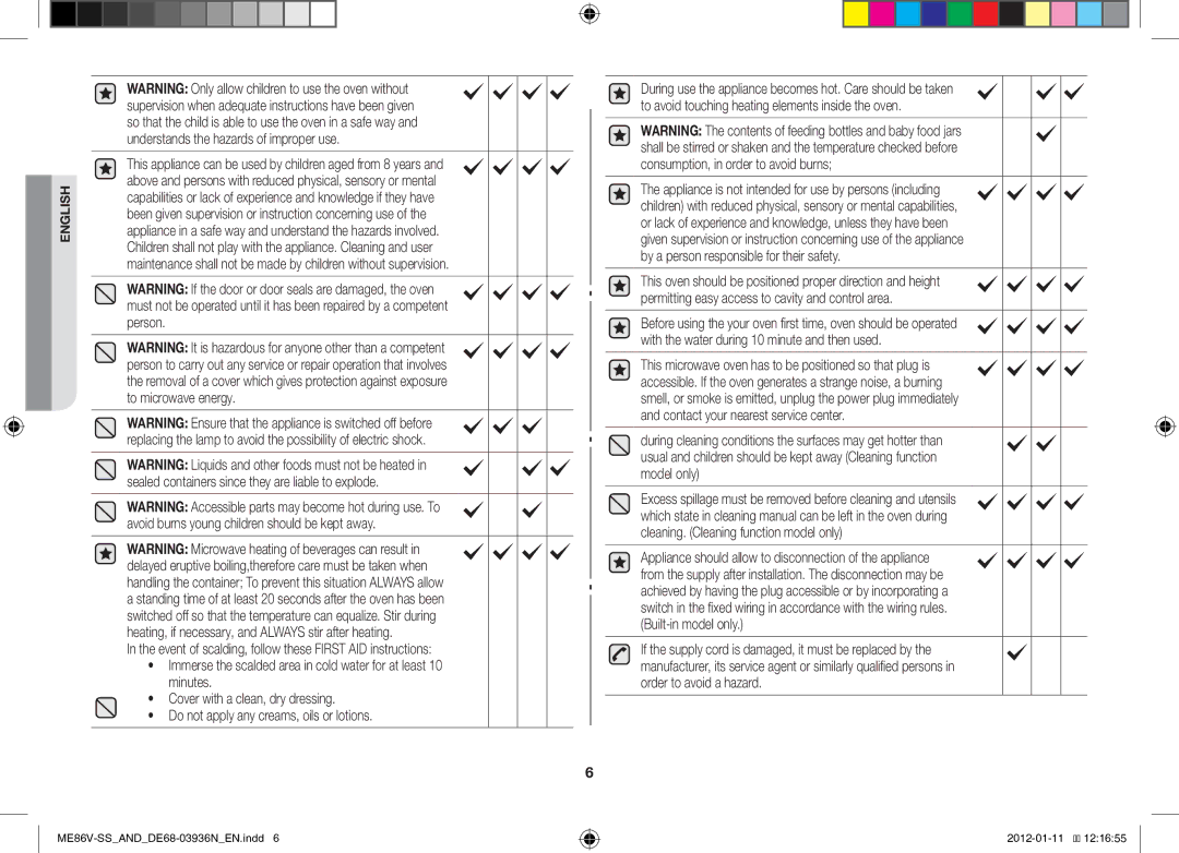 Samsung ME86V-SS/AND, ME86V-SS/SLI manual English 